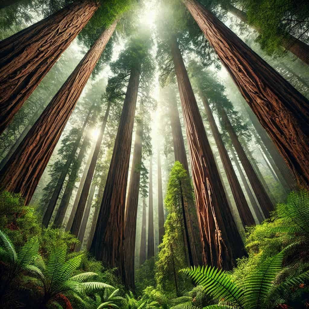 Towering redwood trees in Muir Woods National Monument.