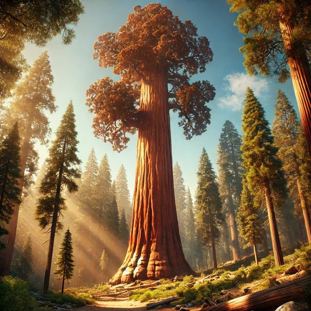 A towering sequoia tree in California's Sequoia National Park.